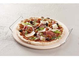 Pizzasteen  met  houder  D 33cm