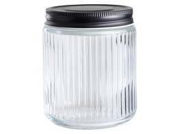Voorraadpot glas met zwart schroefdeksel 0.5 L